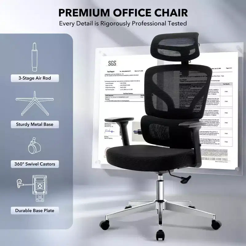 Ergonomic High-Back Mesh Office Chair with Adjustable Lumbar Support