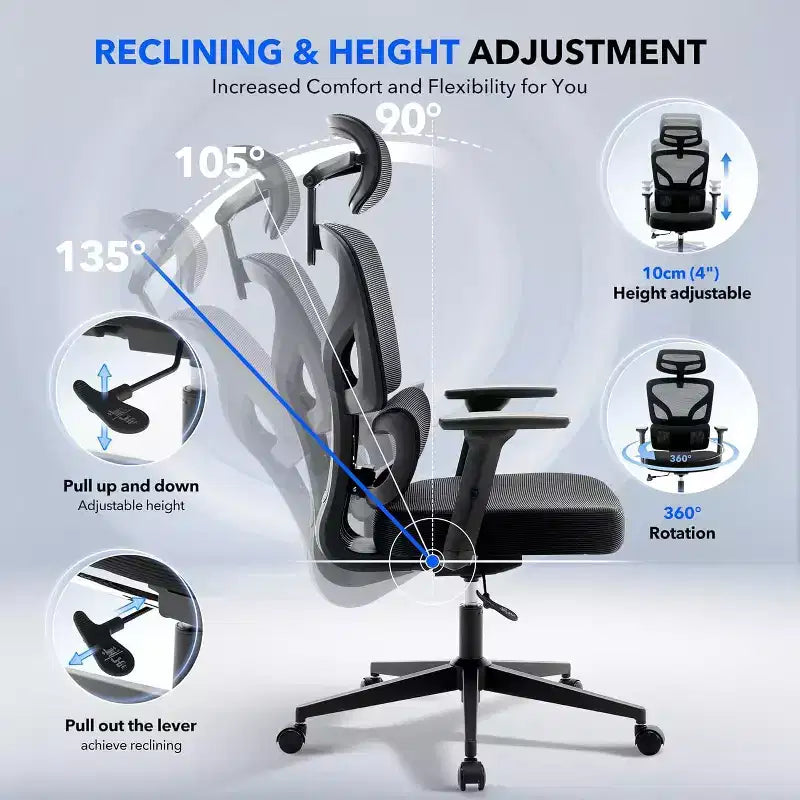 Ergonomic High-Back Mesh Office Chair with Adjustable Lumbar Support