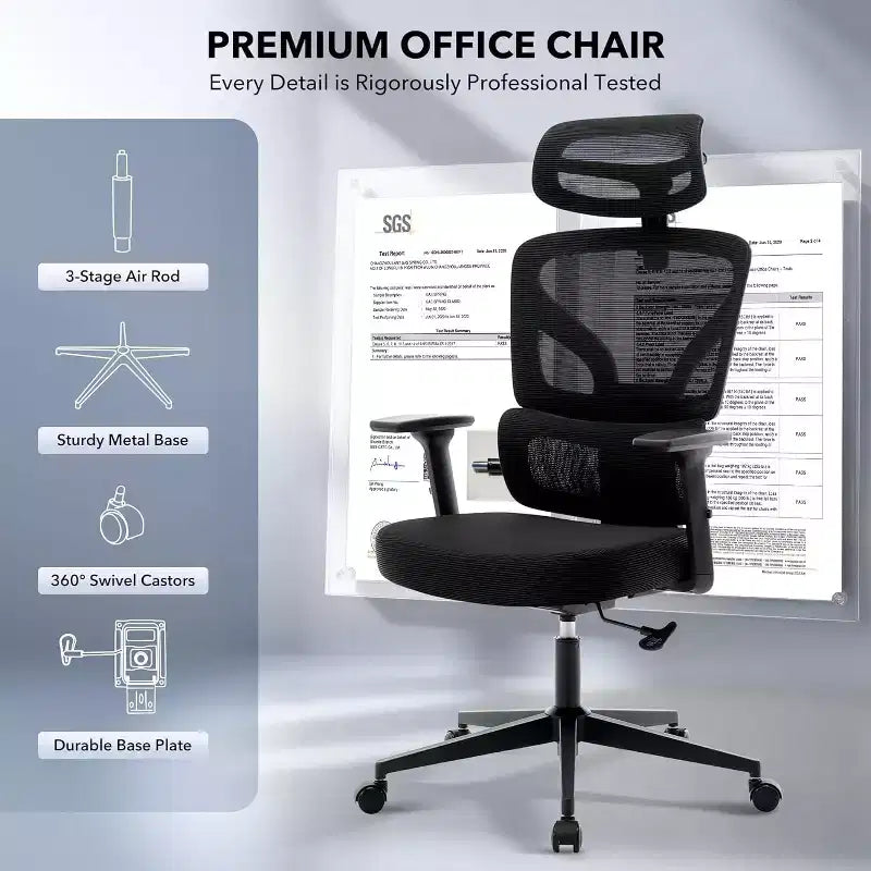 Ergonomic High-Back Mesh Office Chair with Adjustable Lumbar Support