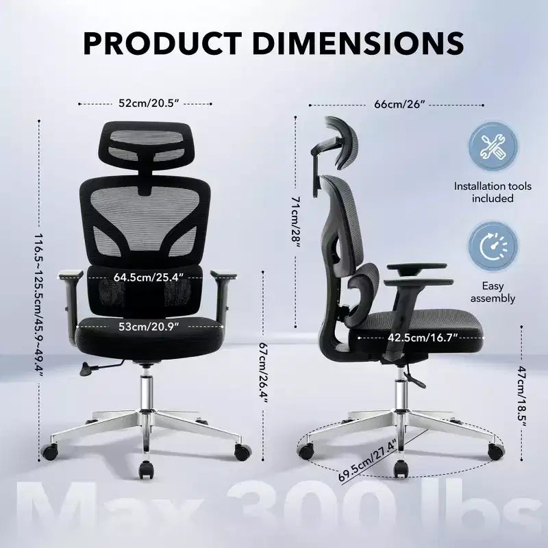 Ergonomic High-Back Mesh Office Chair with Adjustable Lumbar Support
