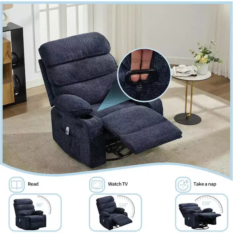 360 Rotating Massage Rocking Chair with Heating and Footrest