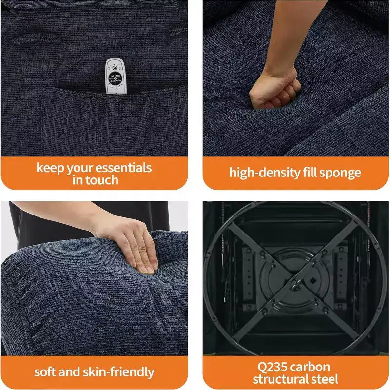 360 Rotating Massage Rocking Chair with Heating and Footrest