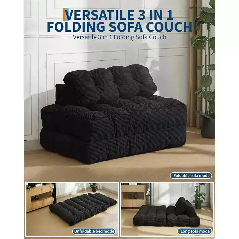 3-in-1 Foldable Sofa Bed with Lumbar Pillow, Convertible Chair for Living Room, Bedroom or Home Office, 79x52x8 Inches