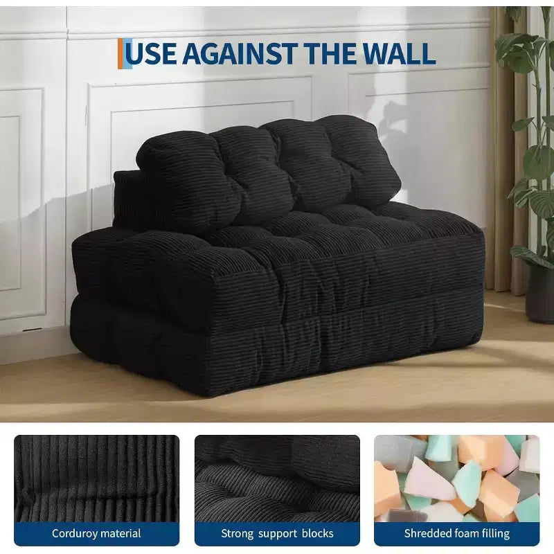 3-in-1 Foldable Sofa Bed with Lumbar Pillow, Convertible Chair for Living Room, Bedroom or Home Office, 79x52x8 Inches
