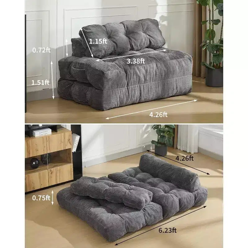3-in-1 Foldable Sofa Bed with Lumbar Pillow, Convertible Chair for Living Room, Bedroom or Home Office, 79x52x8 Inches