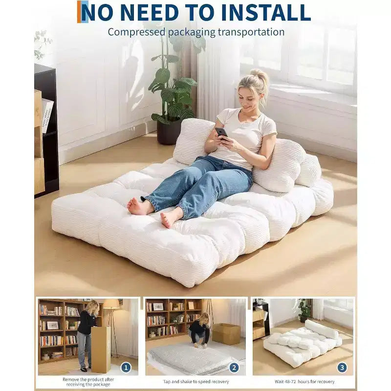 3-in-1 Foldable Sofa Bed with Lumbar Pillow, Convertible Chair for Living Room, Bedroom or Home Office, 79x52x8 Inches