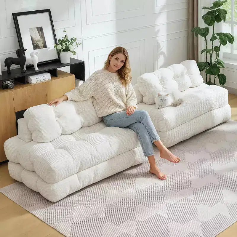 3-in-1 Foldable Sofa Bed with Lumbar Pillow, Convertible Chair for Living Room, Bedroom or Home Office, 79x52x8 Inches