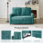 Pull-Out Loveseat Sofa Bed with Adjustable Backrest, Charging Ports, Cup Holders, and Side Pockets