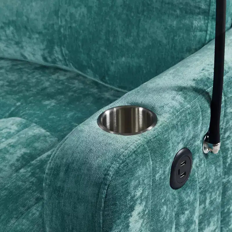 Pull-Out Loveseat Sofa Bed with Adjustable Backrest, Charging Ports, Cup Holders, and Side Pockets