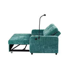 Pull-Out Loveseat Sofa Bed with Adjustable Backrest, Charging Ports, Cup Holders, and Side Pockets