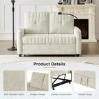 Pull-Out Loveseat Sofa Bed with Adjustable Backrest, Charging Ports, Cup Holders, and Side Pockets