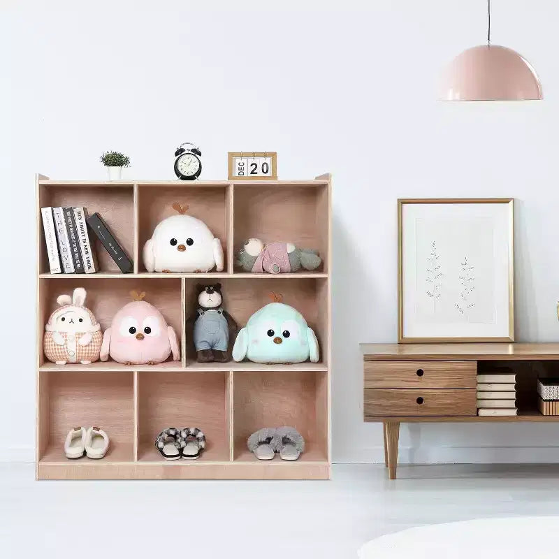 Pink 8-Cubby Kids Storage Cabinet with Lockable Wheels and Rounded Corners