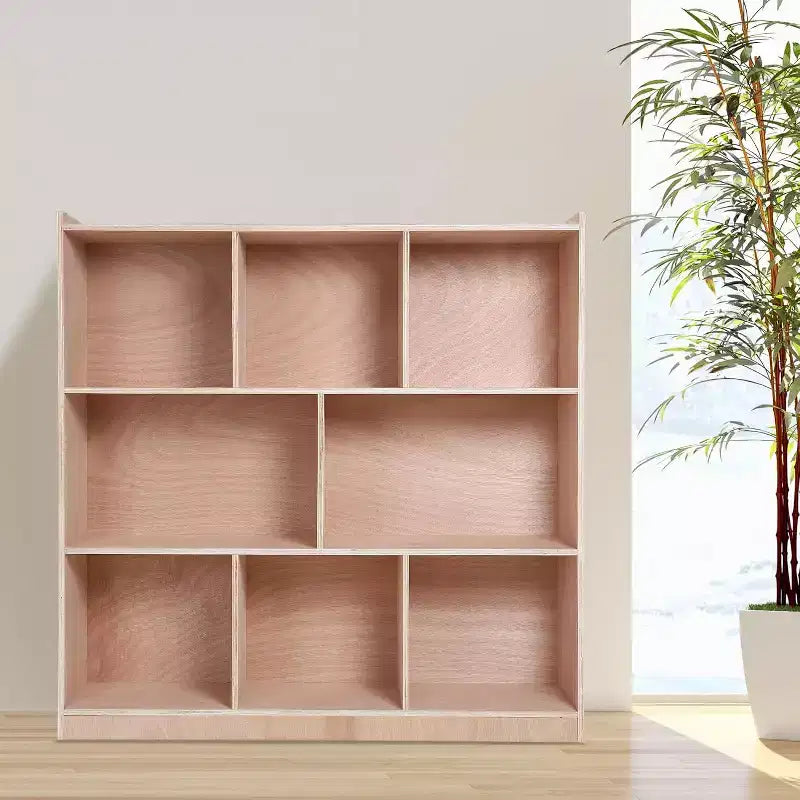 Pink 8-Cubby Kids Storage Cabinet with Lockable Wheels and Rounded Corners