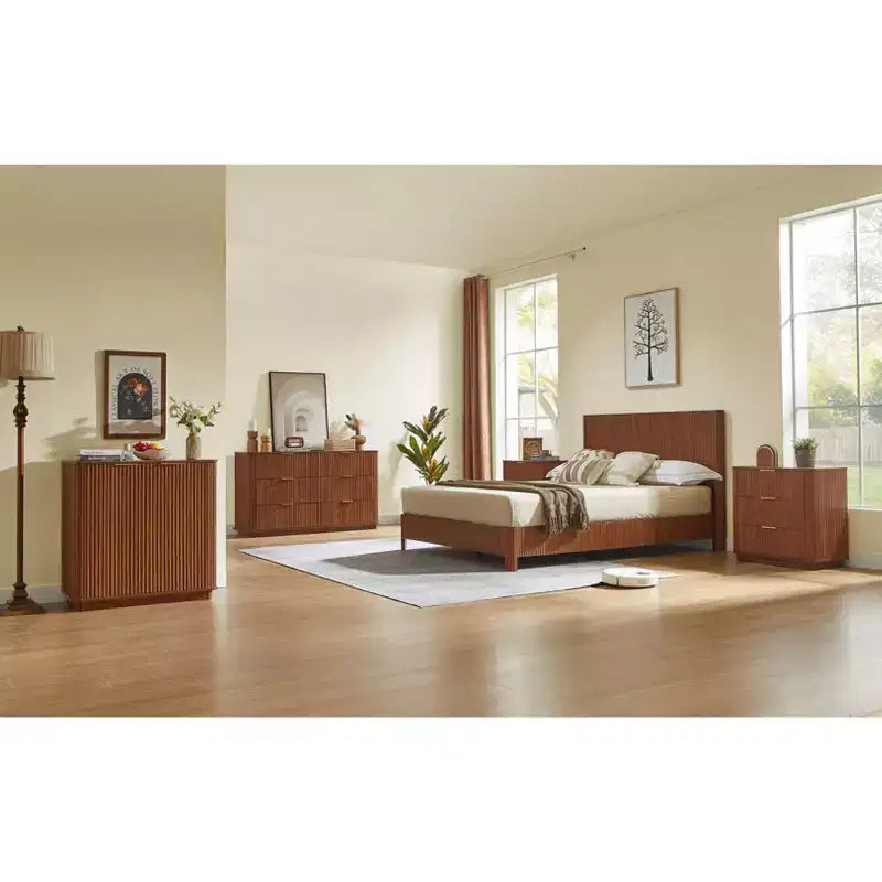 6-Drawer Dresser, 55 Inch Wide with Wave Curve Design, Wooden Storage Cabinet