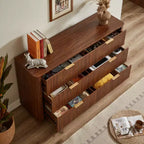 6-Drawer Dresser, 55 Inch Wide with Wave Curve Design, Wooden Storage Cabinet