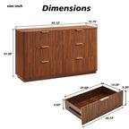 6-Drawer Dresser, 55 Inch Wide with Wave Curve Design, Wooden Storage Cabinet
