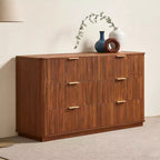 6-Drawer Dresser, 55 Inch Wide with Wave Curve Design, Wooden Storage Cabinet