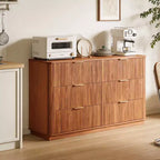 6-Drawer Dresser, 55 Inch Wide with Wave Curve Design, Wooden Storage Cabinet