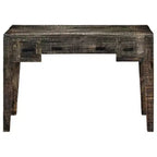 Solid Mango Wood Desk with Drawers – Black, 43.3" W