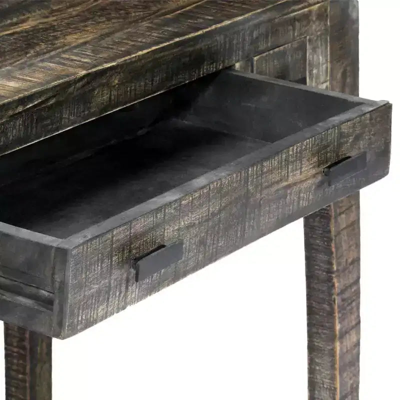 Solid Mango Wood Desk with Drawers – Black, 43.3" W