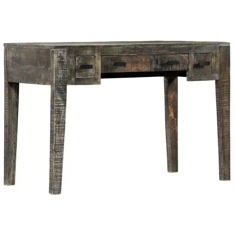 Solid Mango Wood Desk with Drawers – Black, 43.3" W