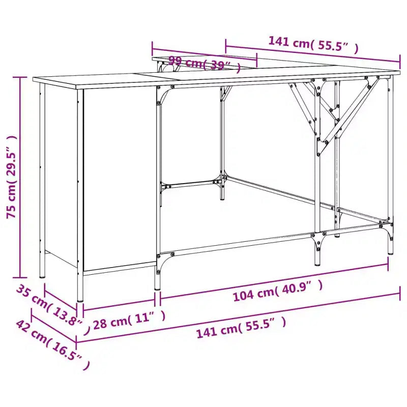 Corner Desk with Adjustable Feet – Engineered Wood