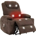Elektrisch verstellbarer Relaxsessel mit Cord-Bezug, U-förmiger Kopfstütze, Massage, Wärme & doppelten Getränkehaltern