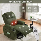 Elektrisch verstellbarer Relaxsessel mit Cord-Bezug, U-förmiger Kopfstütze, Massage, Wärme & doppelten Getränkehaltern