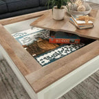 Modern Square Coffee Table with Game Top and Hidden Storage