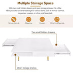 Coffee Table with Drawers and Open Storage, White