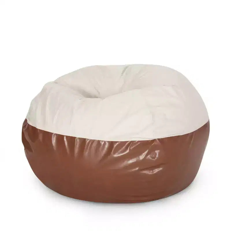 5 FT Rounded Bean Bag Chair – Faux Leather Floor Sofa for Living Room & Bedroom