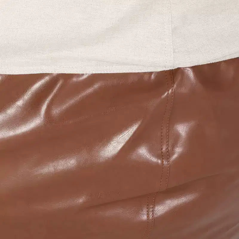 5 FT Rounded Bean Bag Chair – Faux Leather Floor Sofa for Living Room & Bedroom