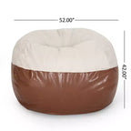 5 FT Rounded Bean Bag Chair – Faux Leather Floor Sofa for Living Room & Bedroom
