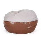 5 FT Rounded Bean Bag Chair – Faux Leather Floor Sofa for Living Room & Bedroom