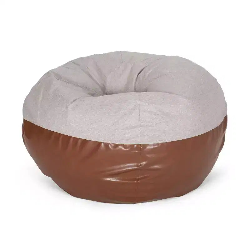 5 FT Rounded Bean Bag Chair – Faux Leather Floor Sofa for Living Room & Bedroom