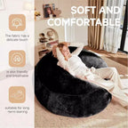 Giant Memory Foam Bean Bag Chair with Flannel Cover, Black