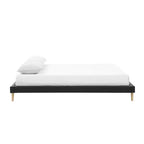 Platform Bed Frame with Faux Leather Upholstery