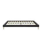 Platform Bed Frame with Faux Leather Upholstery