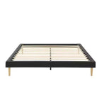 Platform Bed Frame with Faux Leather Upholstery