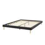 Platform Bed Frame with Faux Leather Upholstery