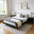 Platform Bed Frame with Faux Leather Upholstery