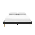 Platform Bed Frame with Faux Leather Upholstery