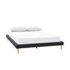 Platform Bed Frame with Faux Leather Upholstery