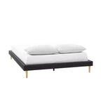 Platform Bed Frame with Faux Leather Upholstery
