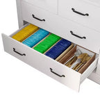 Freestanding Kitchen Pantry Cabinet with 4 Drawers and Open Shelves