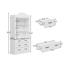 Freestanding Kitchen Pantry Cabinet with 4 Drawers and Open Shelves