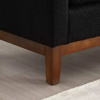 53.5" Upholstered Storage Bench with Wood Legs and Bolster Pillows, Black
