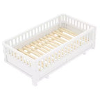 Twin/Twin XL Convertible Platform Bed with Guardrails and Solid Wood Frame