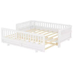 Twin/Twin XL Convertible Platform Bed with Guardrails and Solid Wood Frame