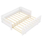 Twin/Twin XL Convertible Platform Bed with Guardrails and Solid Wood Frame